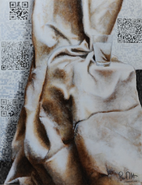 Drapé, verre et QR code